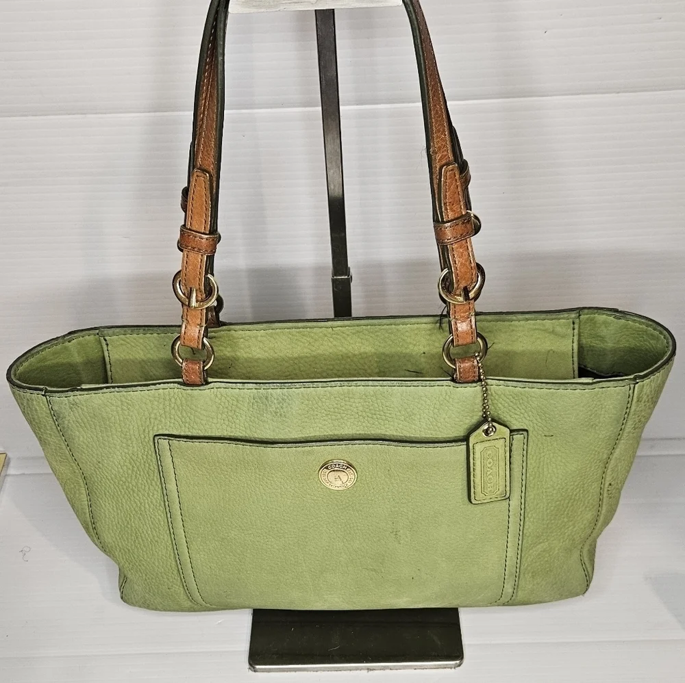 Vintage Coach Chelsea Tote Green Nubuc F10187 Rare